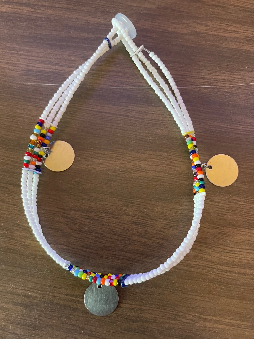 Beaded Multi-Color White Charm anklet - Unbranded